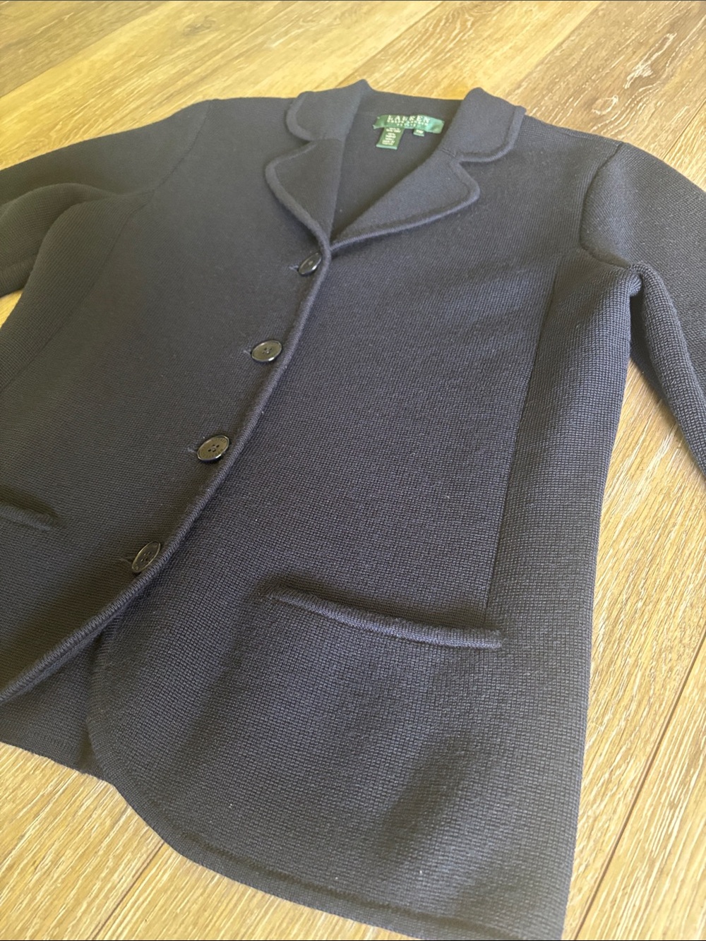 Lauren Ralph Lauren woman’s Navy 100% Merino Wool Blazer Jacket - Picture 4 of 9